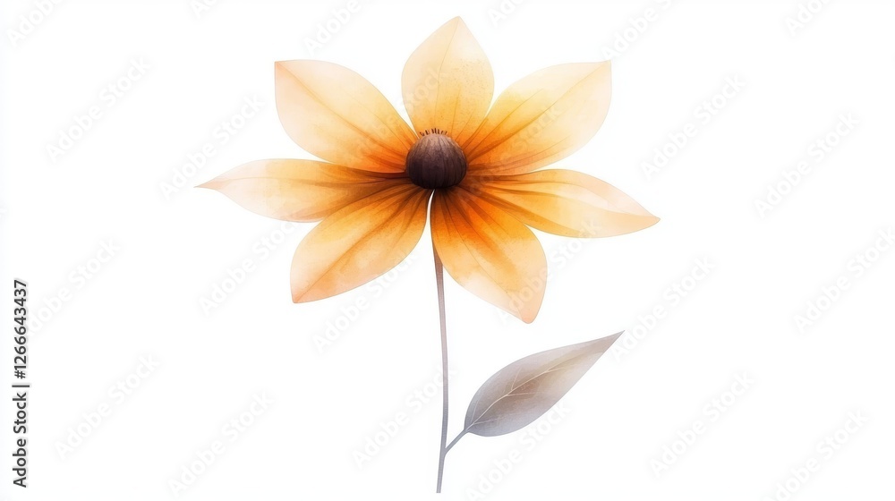 Elegant single flower on white, a stunning closeup of nature's beauty Elegant single flower on white, a stunning closeup of nature's beauty