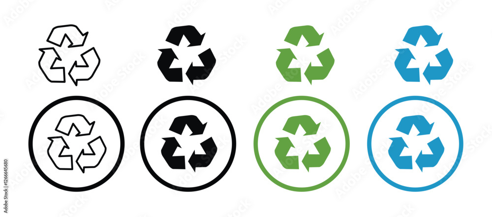 set of vector icons of recycling. plastic recycle vector illustration. Recycling arrow eco friendly green symbol. Recycled Package Sig set of vector icons of recycling. plastic recycle vector illustration. Recycling arrow eco friendly green symbol. Recycled Package Sig