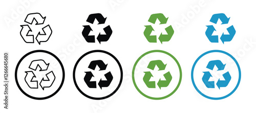set of vector icons of recycling. plastic recycle vector illustration. Recycling arrow eco friendly green symbol. Recycled Package Sig