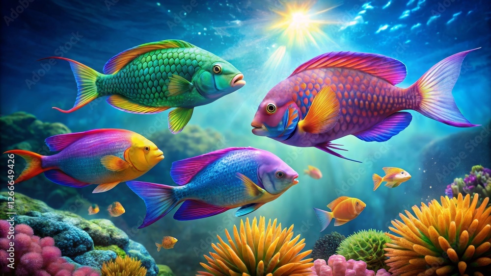 Vibrant Reef Inhabitants A Symphony of Colorful Fish Swimming Amidst Lush Coral Vibrant Reef Inhabitants A Symphony of Colorful Fish Swimming Amidst Lush Coral