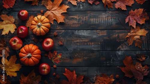 Wallpaper Mural Autumn Harvest Still Life on Dark Wood Background Torontodigital.ca
