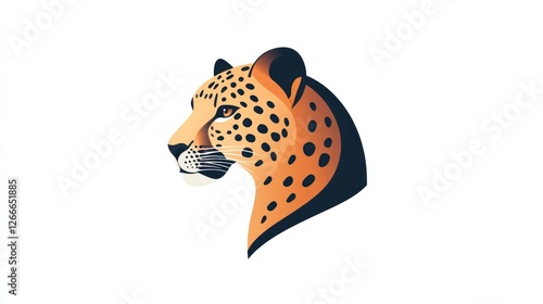 Cheetah head profile, wildlife art, white background, nature illustration photo