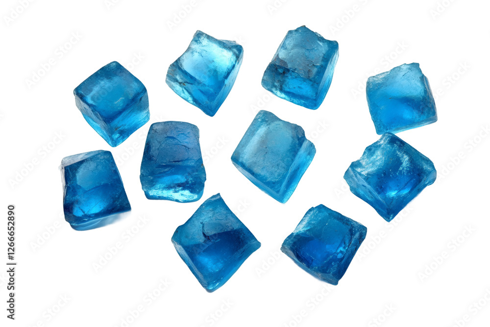 Blue ice cubes isolated on a transparent background Blue ice cubes isolated on a transparent background