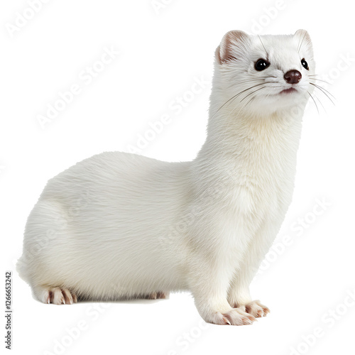 A White Ermine Posing Elegantly.