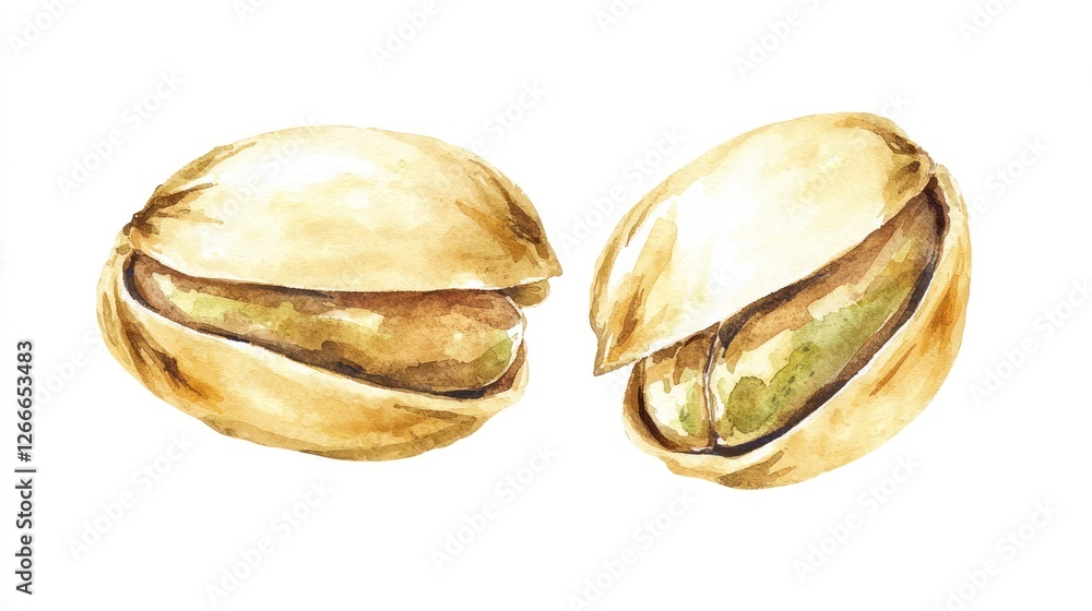 Watercolor Painting of Pistachios Watercolor Painting of Pistachios
