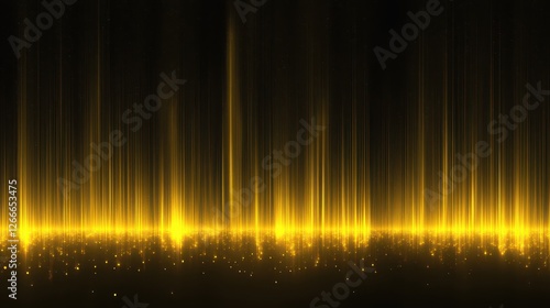 Golden lights are shining. Golden background with shiny stars and rays. abstract background