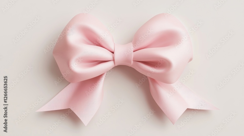 Soft Pink Satin Bow on Light Background for Gifts and Decorations Soft Pink Satin Bow on Light Background for Gifts and Decorations