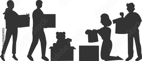People volunteers and donations Silhouette