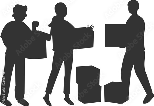 People volunteers and donations Silhouette