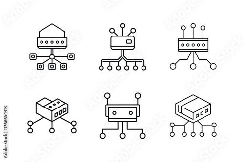 network switch icon line art vector illustration