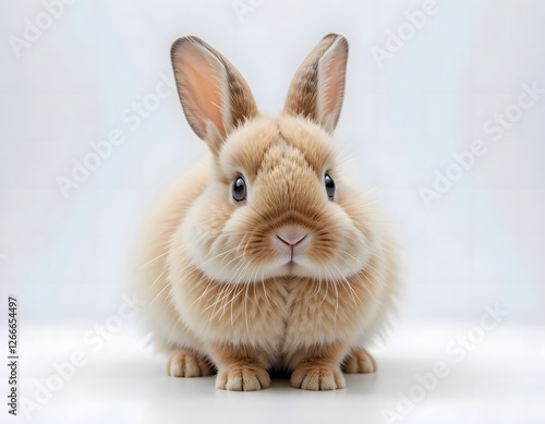 Adorable Baby Bunny Posing Against a Crisp White Background photo