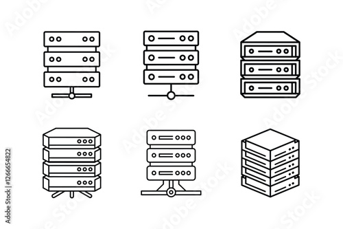 server rack line art vector illustration