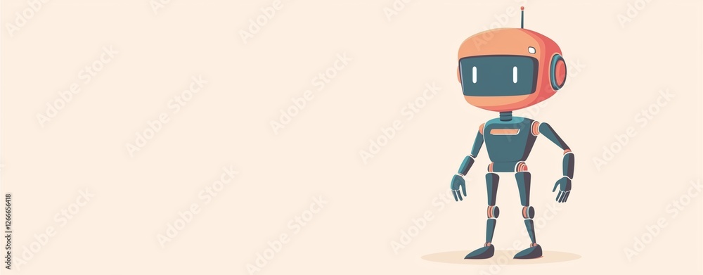 Friendly Robot: A cheerful cartoon robot with a friendly expression and vibrant colors, standing with an open and inviting posture, ready to engage in a friendly interaction. Friendly Robot: A cheerful cartoon robot with a friendly expression and vibrant colors, standing with an open and inviting posture, ready to engage in a friendly interaction.