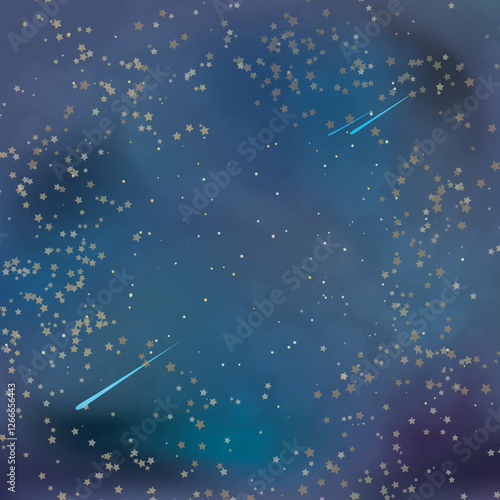 流星が光る一面の星空