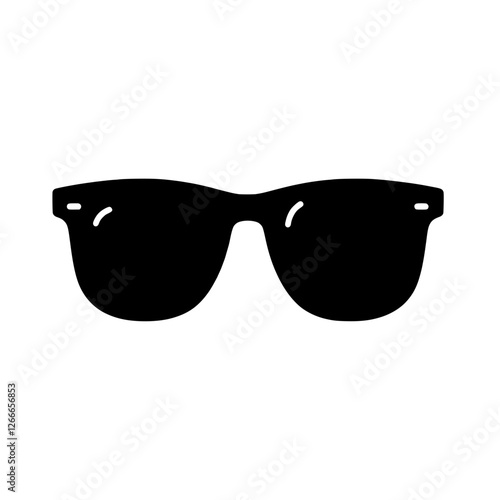 Cool Sunglasses Icon:  A simple, yet stylish black and white illustration of classic sunglasses, perfect for adding a touch of coolness to your designs. The silhouette is clean and modern.