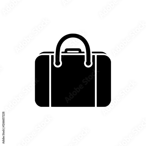 Travel Bag Icon: Simple and elegant black silhouette of a classic travel bag, perfect for representing travel, adventure, and exploration. This versatile icon is ideal for website design, mobile apps.