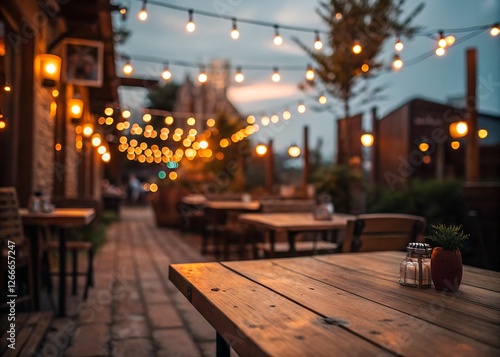 Restaurant , outdoor family party blurry background 