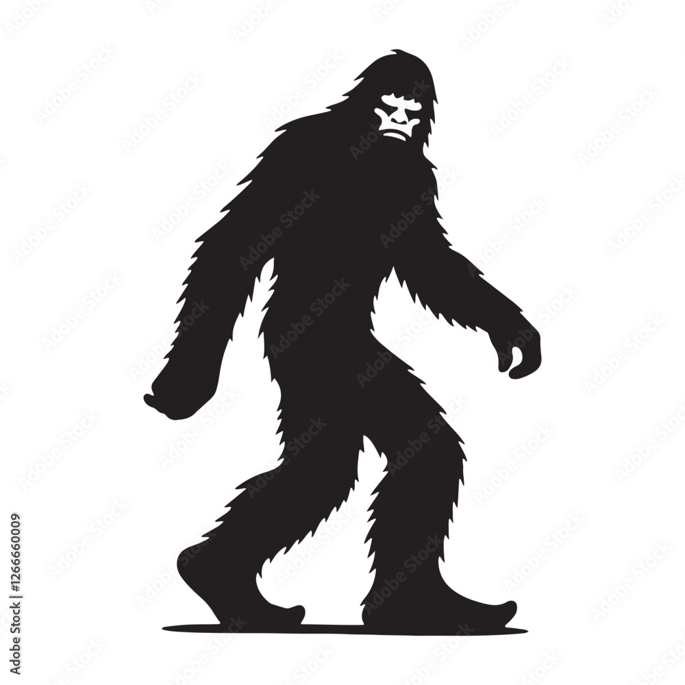 Fearsome Bigfoot silhouette emphasizing its massive and towering form - Bigfoot illustration - Bigfoot vector - mythical creature silhouette
Fearsome Bigfoot silhouette emphasizing its massive and towering form - Bigfoot illustration - Bigfoot vector - mythical creature silhouette