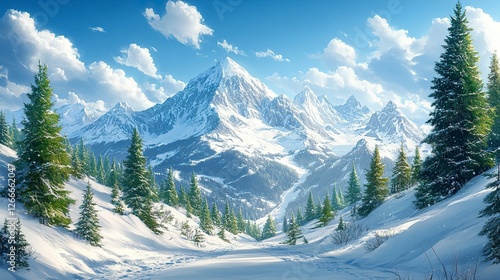 snow moutain and green adverture background,illustration --ar 16:9 --stylize 450 --v 6.1 Job ID: 4bc48173-04be-4ef2-b06b-3adffebb31c6