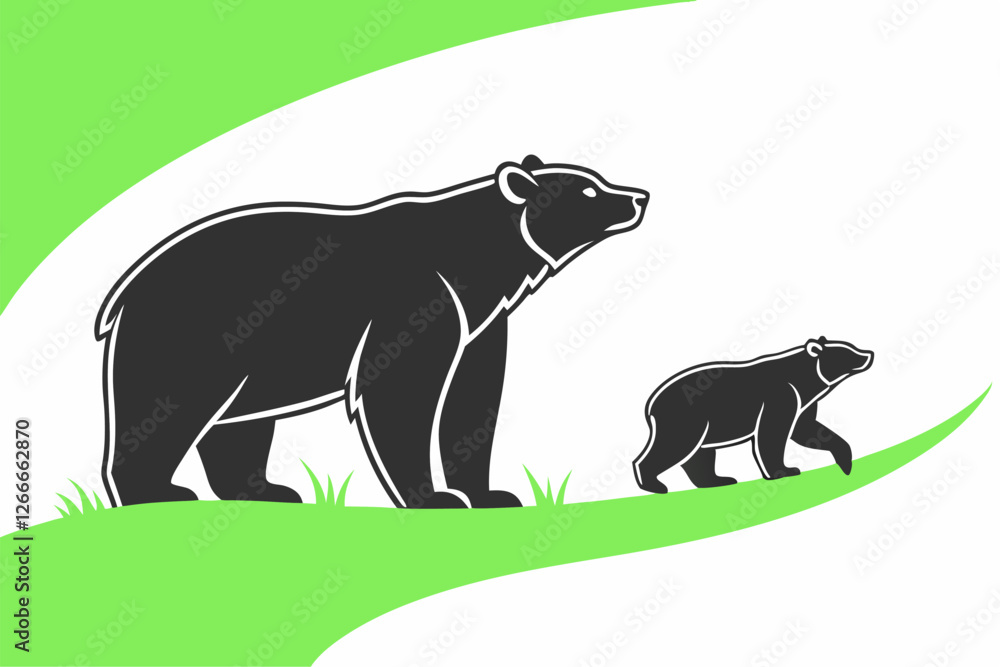 Obraz premium Grizzly bear or polar bear silhouette flat vector icon for animal wildlife apps and websites