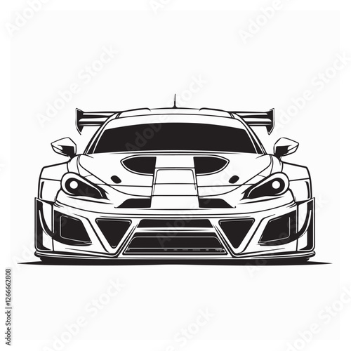 Sports Car Front Stock Image Vectors and Vector Art isolated on white background.