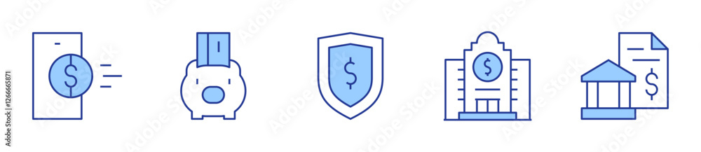bank, bank statement, online banking, piggy bank, shield. Banking Icon vector illustration. Line Duotone style. Editable stroke bank, bank statement, online banking, piggy bank, shield. Banking Icon vector illustration. Line Duotone style. Editable stroke