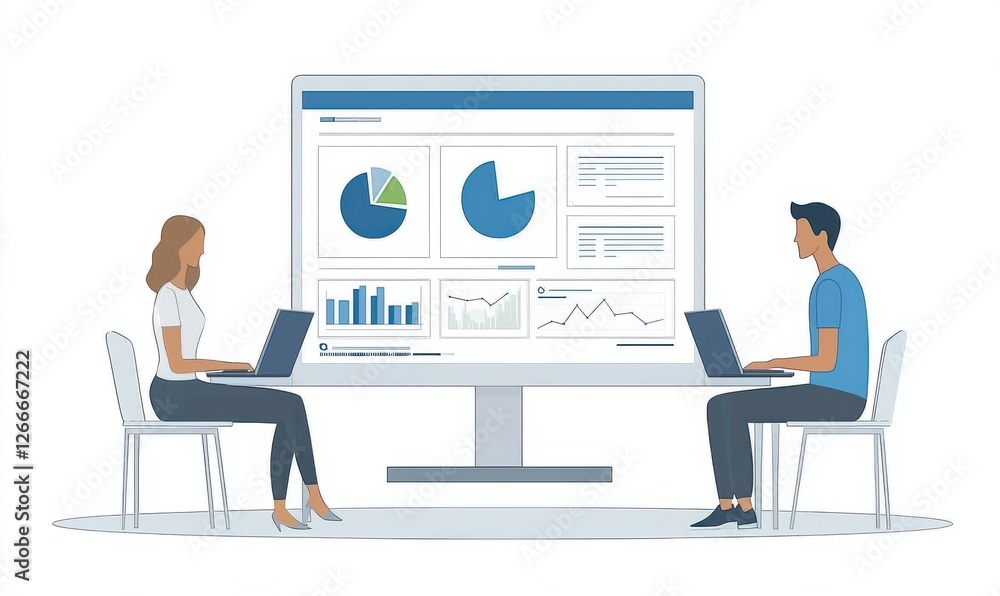 Collaborative team analyzing data charts on large display during a work session Collaborative team analyzing data charts on large display during a work session