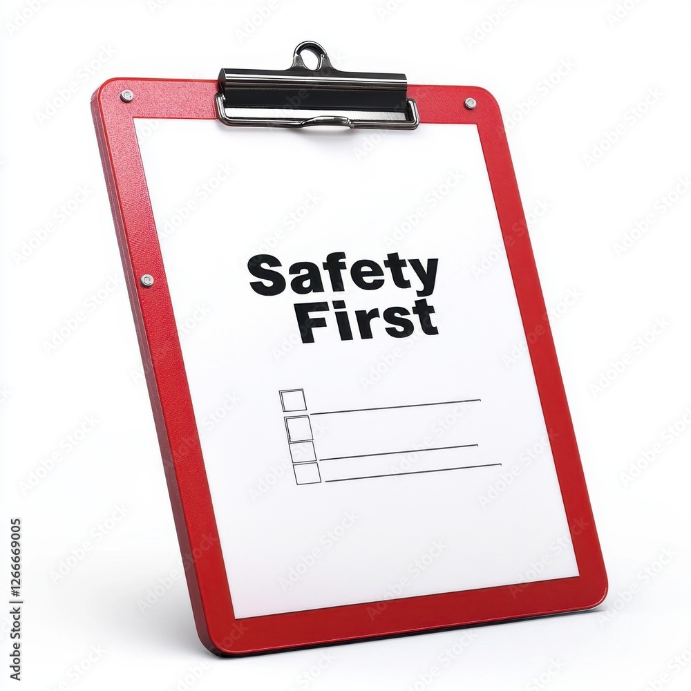 checklist board labeled Safety First checklist board labeled Safety First