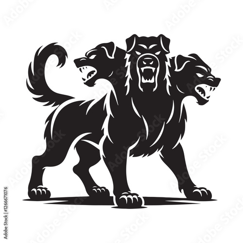 Obraz na plátne Dark realm Cerberus silhouette guarding the path to the underworld - Cerberus il