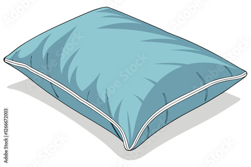  Photograph of a single, rectangular, silk pillow with a smooth, lustrous finish. The pillow is a vibrant blue color with a slight gradient, becoming lighter towards the center. The pillow is placed