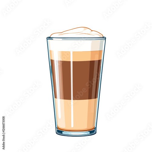 Latte macchiato coffee beverage served in a tall glass
