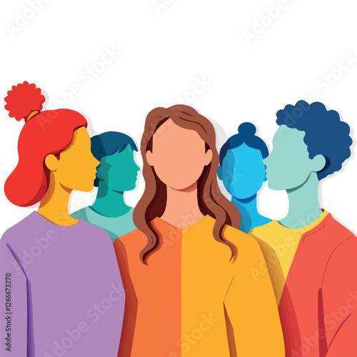 Vsai diverse people profiles standing together promoting equality and inclusion