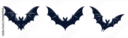 Set Of Bat Silhouettes Vector Illustration Icon