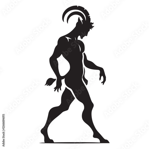 Unique Satyr silhouette designed for artistic fantasy creations - Satyr illustration - Satyr vector - mythical creature silhouette
