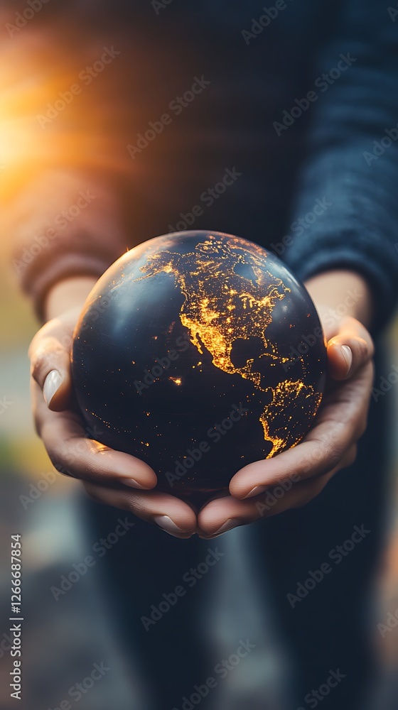 Fototapeta premium businessman hand holding globe Ai artificial