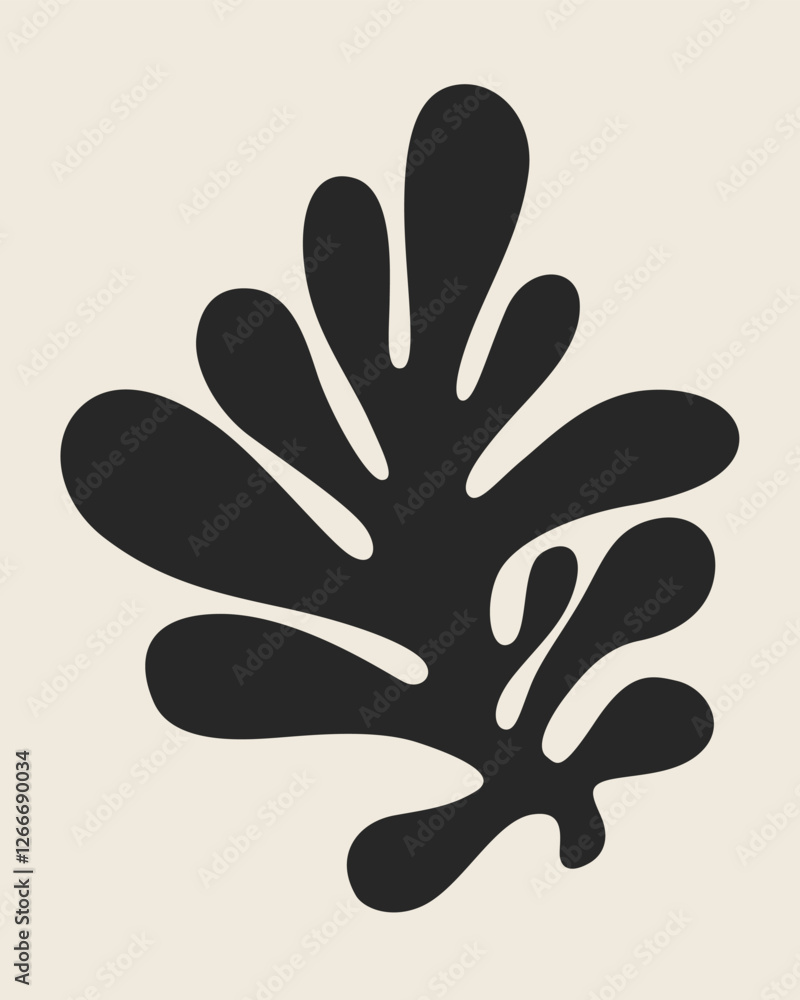 Obraz premium Black coral leaf vector illustration