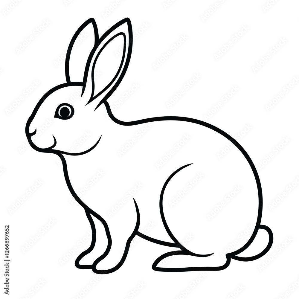 Obraz premium A rabbit face liner art on white background