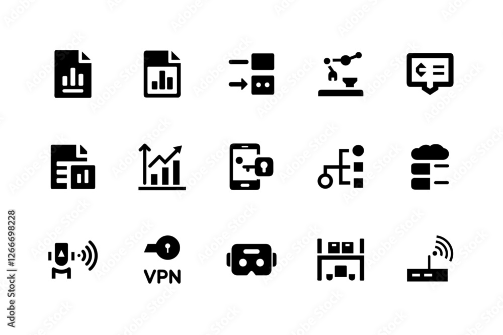 Tech AI icons for modern applications Tech AI icons for modern applications