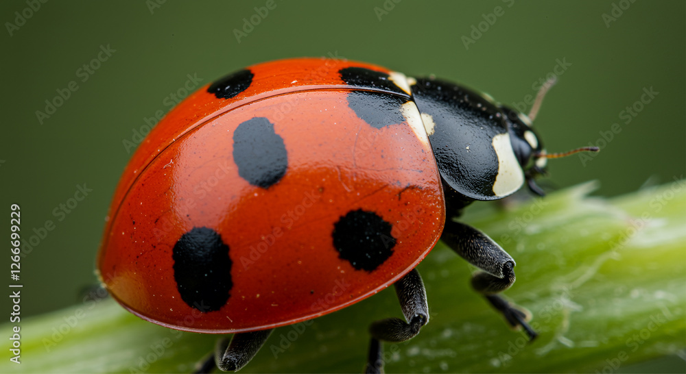 Obraz premium ladybug on green leaf