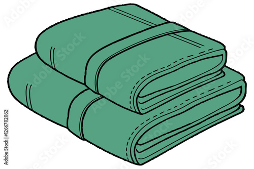  Plush green bath towel, soft terry cloth texture, folded, luxurious spa amenity, high-resolution product photography, clean background, vibrant emerald color, cozy home decor, hyper-realistic detai