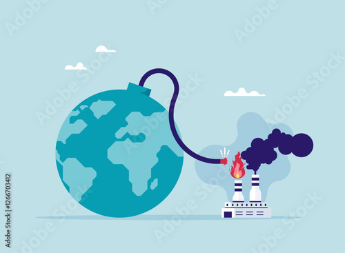 A global warming catastrophe concept, A climate change problem, Man-made climate crisis metaphor