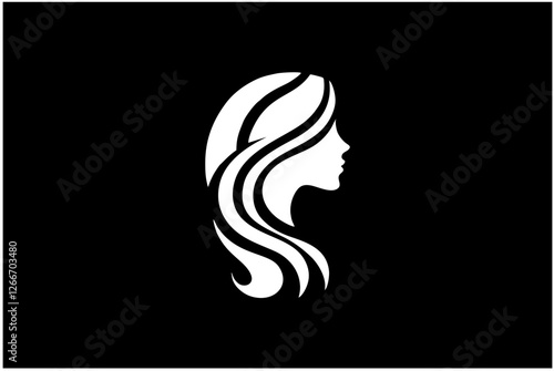 Elegant Minimalist Woman Silhouette Logo for Premium Hair Salon