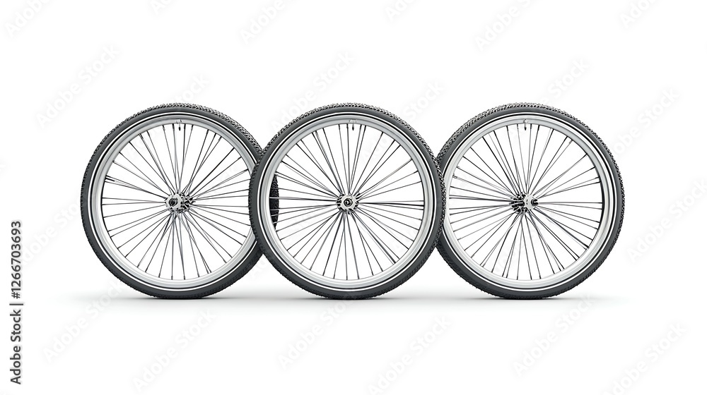 Naklejka premium A bicycle wheel isolated on a white background.