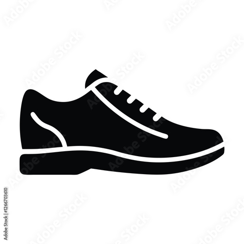 Simple shoe silhouette vector icon in black and white. Sports, casual, and fashion footwear illustration for design and branding.