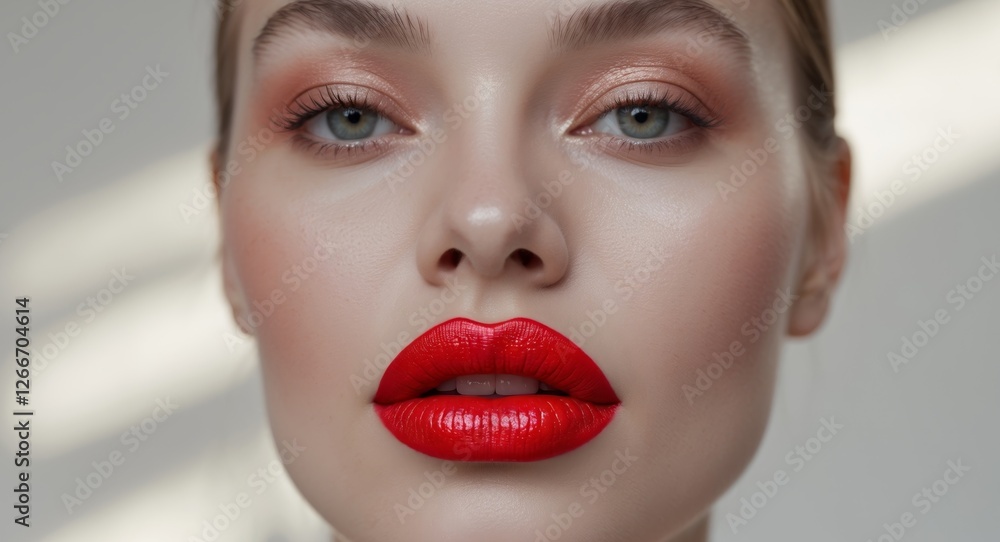 Bright red lipstick offers a bold choice for enhancing beauty in makeup application Bright red lipstick offers a bold choice for enhancing beauty in makeup application