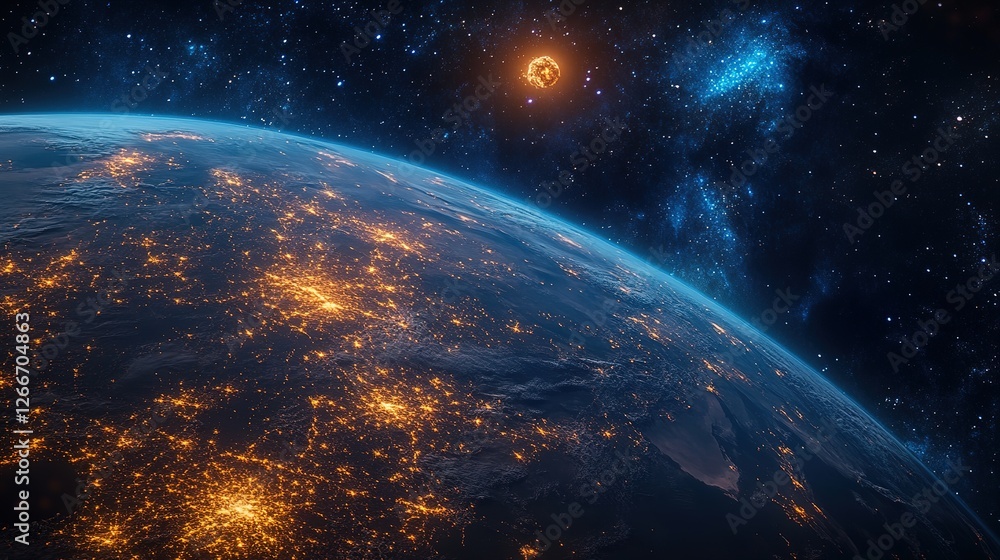 Asteroid nears Earth, glowing in space, a dramatic cosmic encounter unfolds Asteroid nears Earth, glowing in space, a dramatic cosmic encounter unfolds