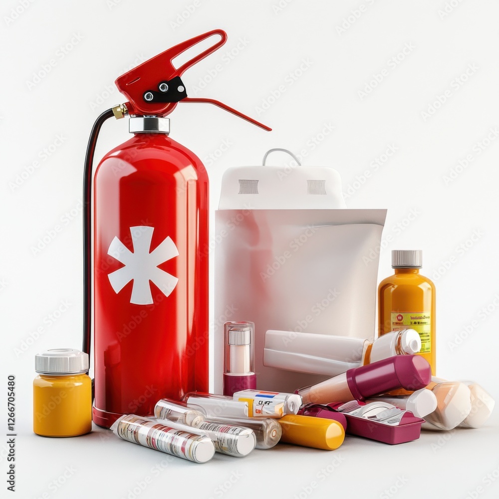 fire extinguisher and burn treatment supplies  