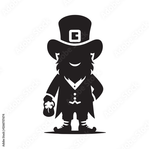 Trickster Leprechaun silhouette symbolizing luck and mischief - Leprechaun illustration - Leprechaun vector - mythical creature silhouette
