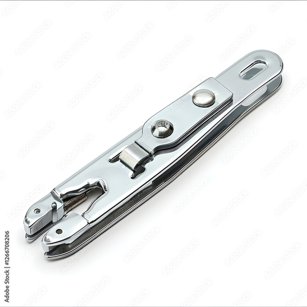 Detailed Close-up of Metal RJ11 Crimping Tool on a White Background Detailed Close-up of Metal RJ11 Crimping Tool on a White Background