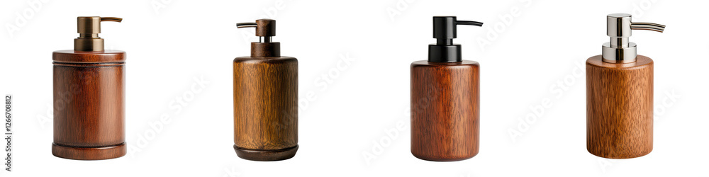 Obraz premium Wooden Bathroom Dispensers and Organizers for Modern and Minimalist Home Decor Eco friendly Sustainable and Stylish Accessories for a Spa like Bathroom Experience